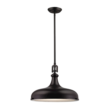 ELK LIGHTING Rutherford 1-Light Pendant in Oil Rubbed Bronze with Metal Shade 57062/1
